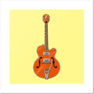 Solo Orange Guitar Posters and Art